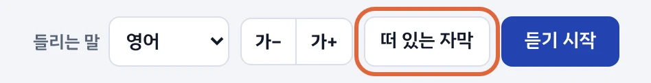 떠 있는 자막 버튼 위치